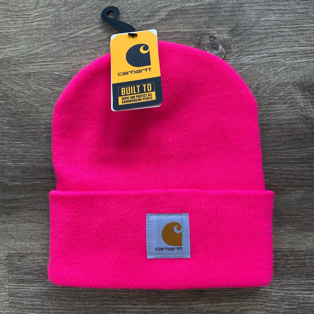 Trendy NWT Barbie Hot Pink Glow Carhartt Knit Cuffed Beanie DISCONTINUED